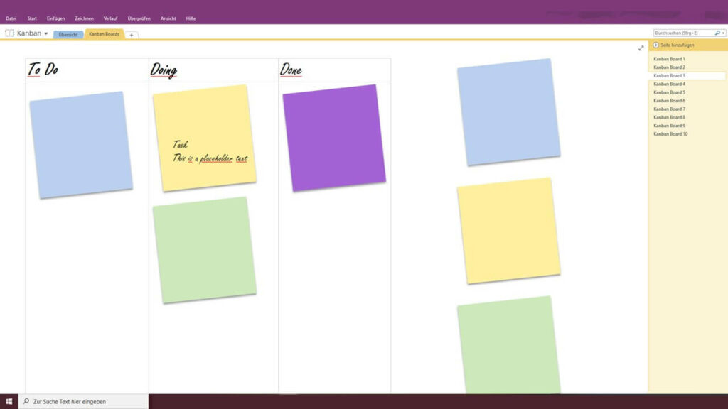 OneNote Kanban Vorlage NoteVorlagen.de