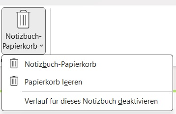 Gelöschtes Notizbuch im Papierkorb suchen